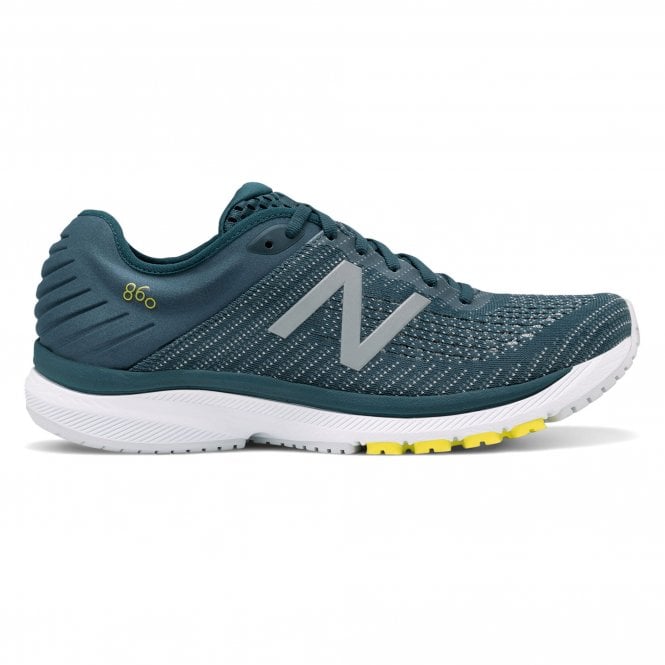 860 v10 Mens 2E Width (WIDE) Road Running Shoes with Support for Overpronation Supercell with Orion Blue & Sulphur Yellow