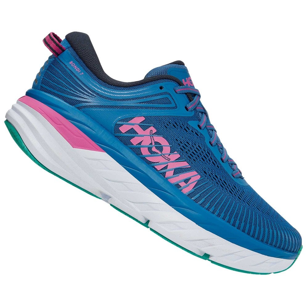 Hoka One One Womens Bondi 7 Mesh Blue Graphite Festival Fuchsia Trainers 45 Hoka One One Womens Bondi 7 Mesh Blue Graphite Festival  main image 2