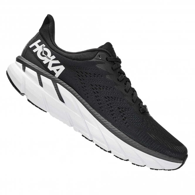 Clifton 7 Mens Lightweight & High Cushioning Road Running Shoes Black/White