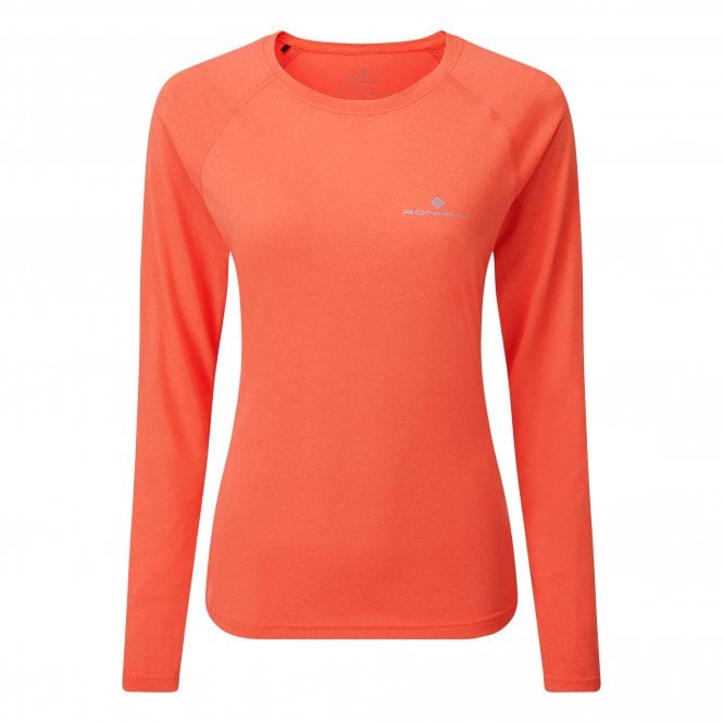 Core Womens Long Sleeved Running T-Shirt Hot Pink Marl/Chambray