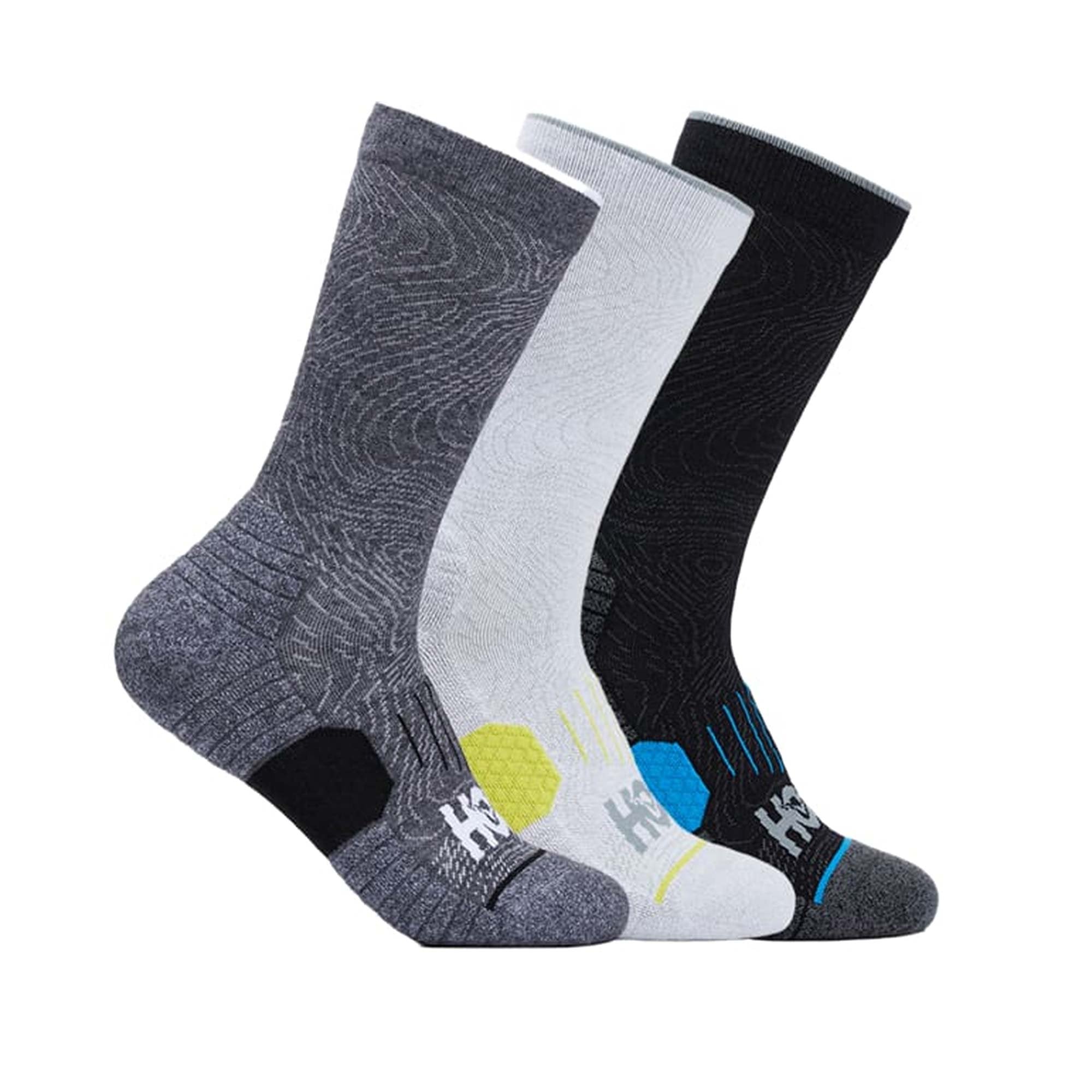 4-Pack Men's Cotton Blend Mid-Calf Crew Socks – Black/Gray With USA Heel & Toe, Sizes 9-11 & 10-13, Athletic