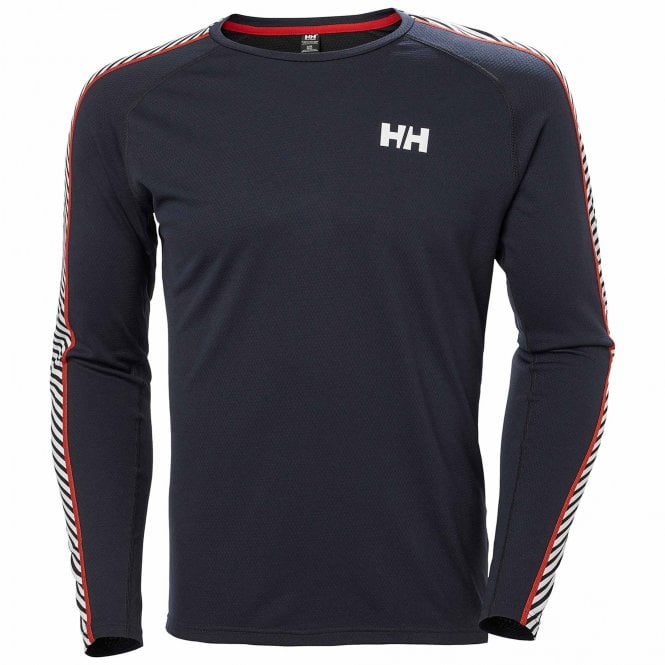 LIFA Active Stripe Crew Mens Long Sleeve Base Layer Navy