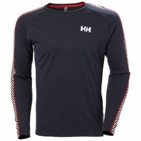 LIFA Active Stripe Crew Mens Long Sleeve Base Layer Navy