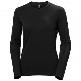 LIFA MERINO Womens Lightweight Crew Base Layer Black