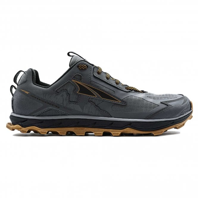Lone Peak 4.5 Mens ZERO DROP & FOOTSHAPE TOE BOX Trail Running Shoes Grey/Orange