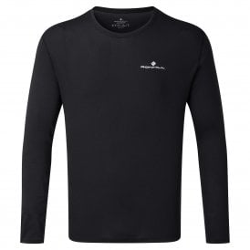 Mens Core Long Sleeve Running T-Shirt Black/Bright White