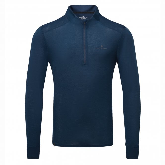 Men's Tech Merino 1/2 Zip Running Top Dark Navy/Oxide