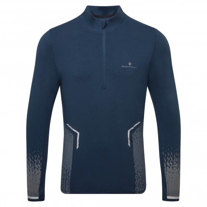 Men's Tech Reflect 1/2 Zip Long Sleeved Running Top Dark Navy/Reflect