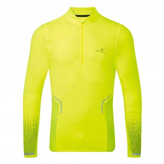 Men's Tech Reflect 1/2 Zip Long Sleeved Running Top Fluo Yellow/Reflect