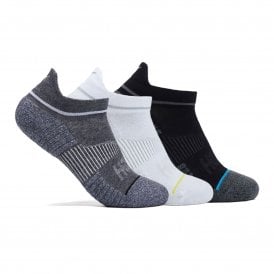 No-Show Running Socks 3-Pack White/Black/Grey