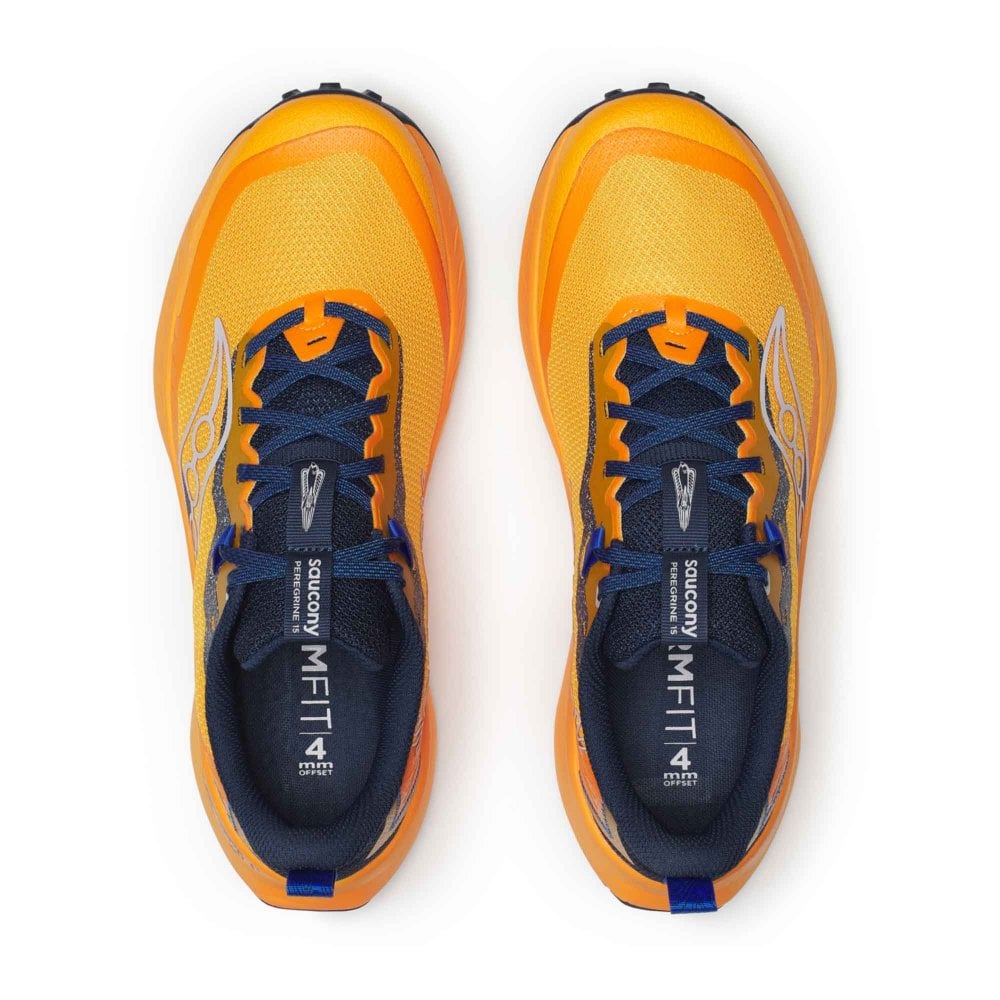 NEW SAUCONY men\'s peregrine 15 trail shoe in peel/navy orange Men main image 3