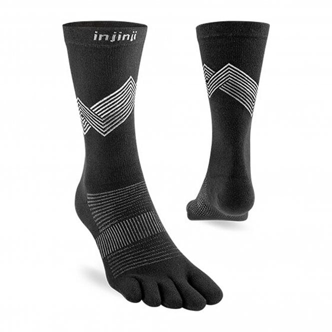Run Lightweight Crew Running Toe Socks Black