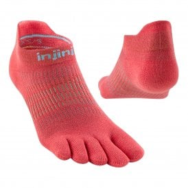 Run Lightweight No-Show Womens Running Toe Socks Coral