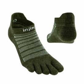 Run Lightweight No-Show Wool Unisex Running Toe Socks Forest