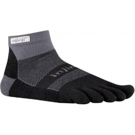 Run Midweight Mini Crew Unisex Running Toe Socks Black/Grey