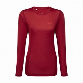 Tech Long Sleeved Womens Running Base Layer Jam/Flame