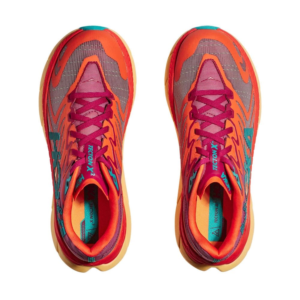 Hoka Tecton X 2 Womens Trail Running Shoes (Cherrie Jubilee/Flame