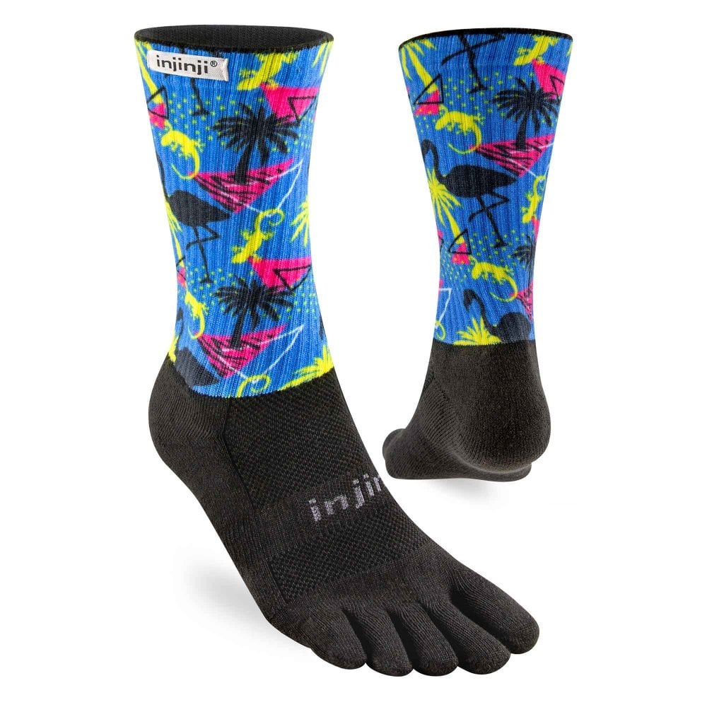 FUN TOES Men's Toe Socks – 6 Pairs Black, Crew Style For Running & Athletic, Size 10-13, Proper Toe Alignment