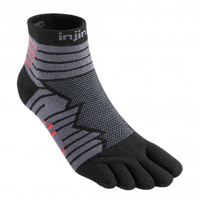 Ultra Run Mini Crew Unisex Running Toe Socks Onyx