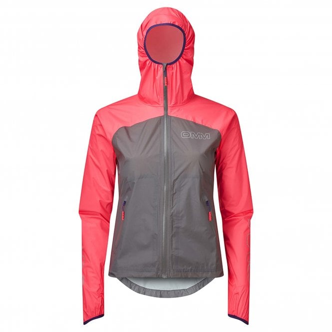 Wisp+ Womens Waterproof Running Jacket Grey/Pink
