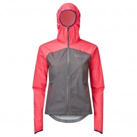 Wisp+ Womens Waterproof Running Jacket Grey/Pink