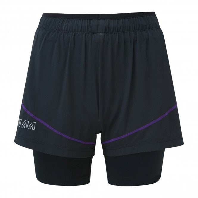 Womens Pace Shorts (Twin Layer) Black/Purple