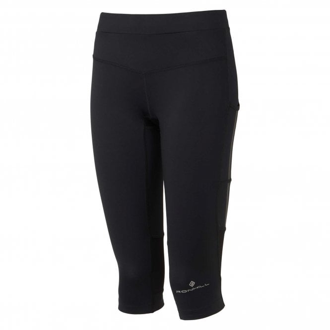 Womens Stride Stretch Capri Cropped Running Tights All Black